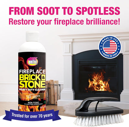 Quick 'n Brite Fireplace Gel Cleaner for Brick, Stone, Rock, Tile, and Marble, Nonabrasive Fireplace Cleaner, Made in the USA, 16 oz