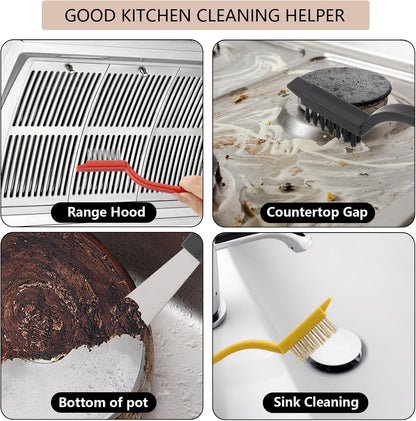 19Pcs Crevice Cleaning Brush Set, Hard Bristle Crevice Cleaner Supplies for Kitchen, Bathroom, Corner, Grout, Sink, Cup, Teapot, Bottle, Blender