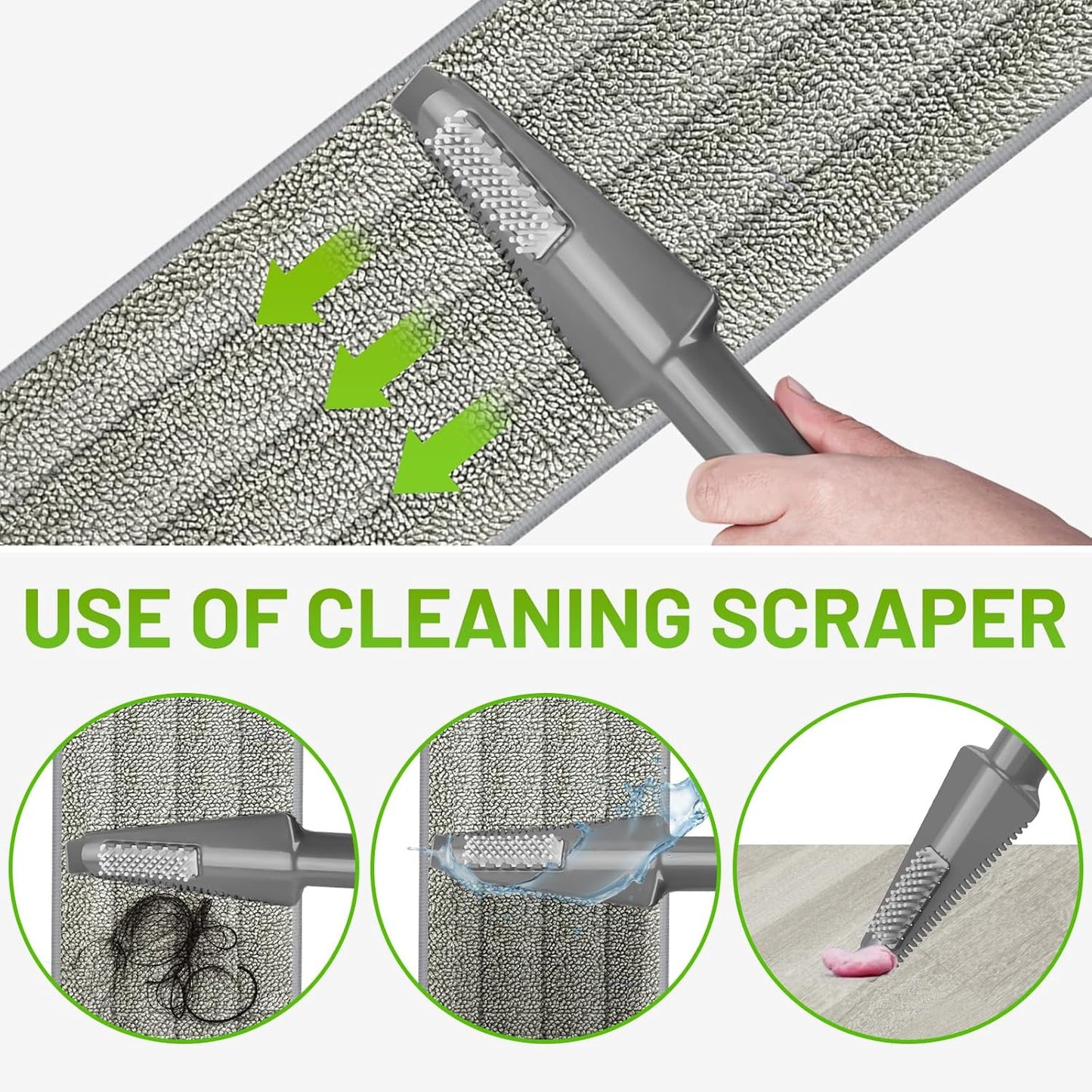 Spray Mops for Floor Cleaning - Wet Dry Mops with 2 Washable + 2 Disposable Pads for Swiffer Powermop - Refillable Bottle for Hardwood Tile Home Kitchen - Absorbs Pet Hair Dust Stains
