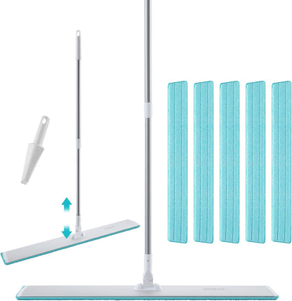 JOYMOOP 18 Inch Dust Mop for Hardwood Floors, Heavy Duty Industrial Wet Dry Mops with Telescopic Handle, Includes 5 Microfiber Mop Pads