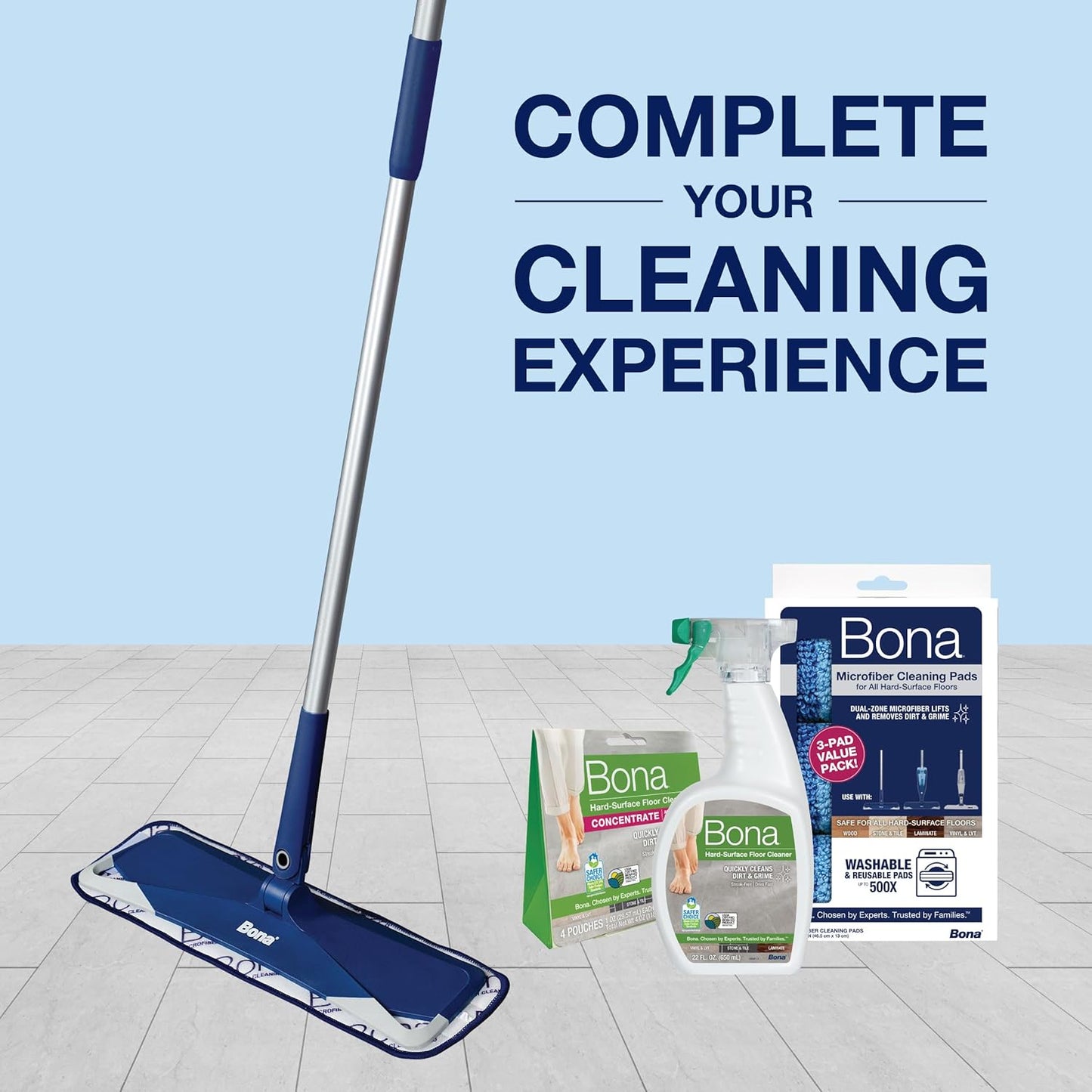 Bona Multi-Surface Floor Cleaner Refill - 128 fl oz - Lemon Mint - Residue-Free Floor Cleaning Solution refill for Spray Mop and Spray Bottles - For Use on Stone, Tile, Laminate, and Vinyl Floors