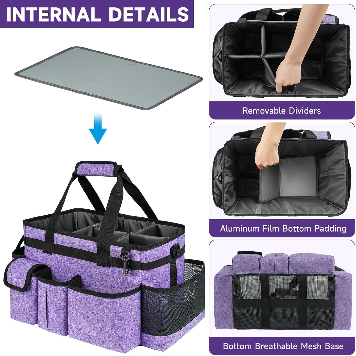 Cleaning Caddy,Cleaning Bag for Housekeepers,Cleaning Supplies Organizer with Handle,Black