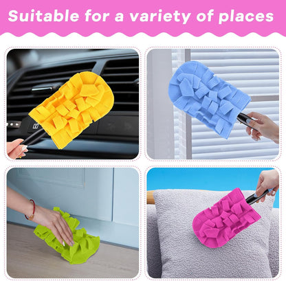 Zubebe 12 Pcs Duster Refill Reusable Fleece Duster Refills Feather Flat Dusters Multi Surface Washable Cleaning Pads Tools for Home, Blinds, Car, Pet, Furniture, Fans (Dark Color)
