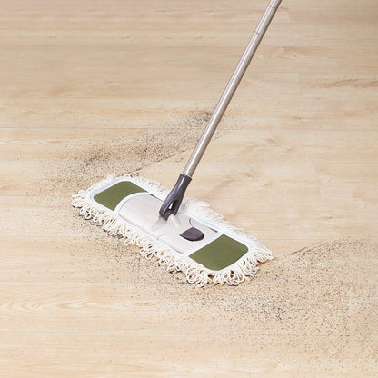 Eyliden Dust Mop with Reusable Washable Pads - One-Touch Pad Release, Height Adjustable Handle, Total 2 Mop Cloths, Wet Dry Mops for Floor Cleaning, Hardwood, Laminate, Tile Floor Push Dust Broom