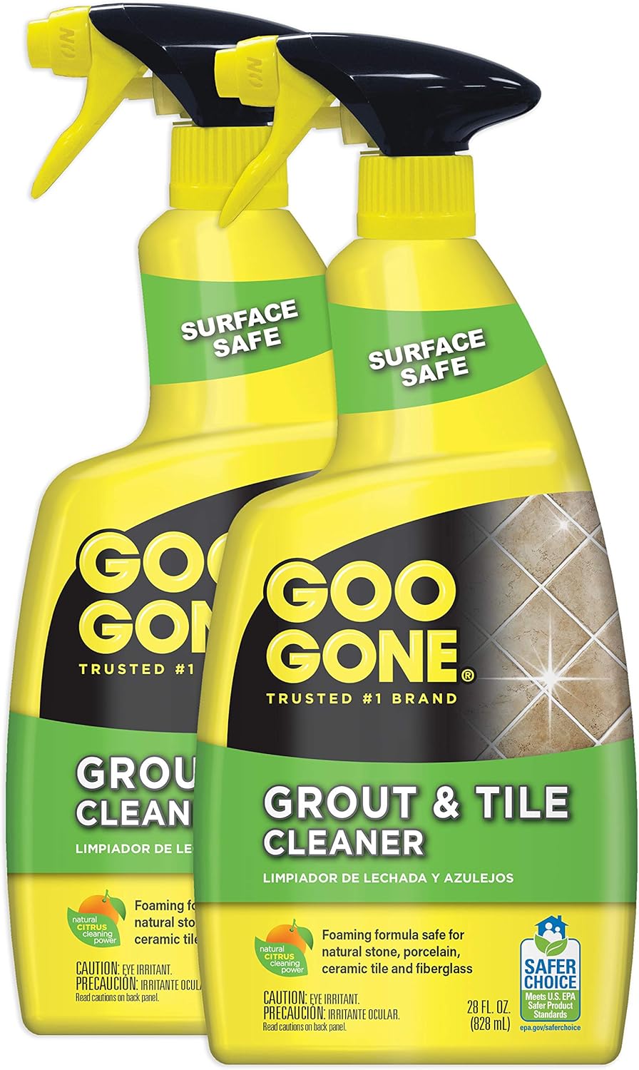 Goo Gone Grout & Tile Cleaner - 28 Ounce - Removes Tough Stains Dirt Caused By Mold Mildew Soap Scum and Hard Water Staining - Safe on Tile Ceramic Porcelain