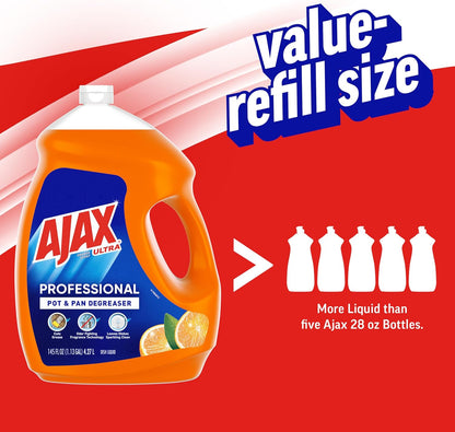 Ajax Ultra Professional Antibacterial Pot & Pan Dish Soap, Orange Scent, 145 fl. oz. (1.13 gal.), 4/Pack (61034313CT)