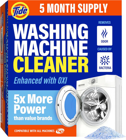 Washing Machine Cleaner by Tide, Washer Machine Cleaner with Oxi for Front and Top Loader Washer Machines, Deep Cleaning Residue & Odor Eliminator, 10 Month Supply + Calendar