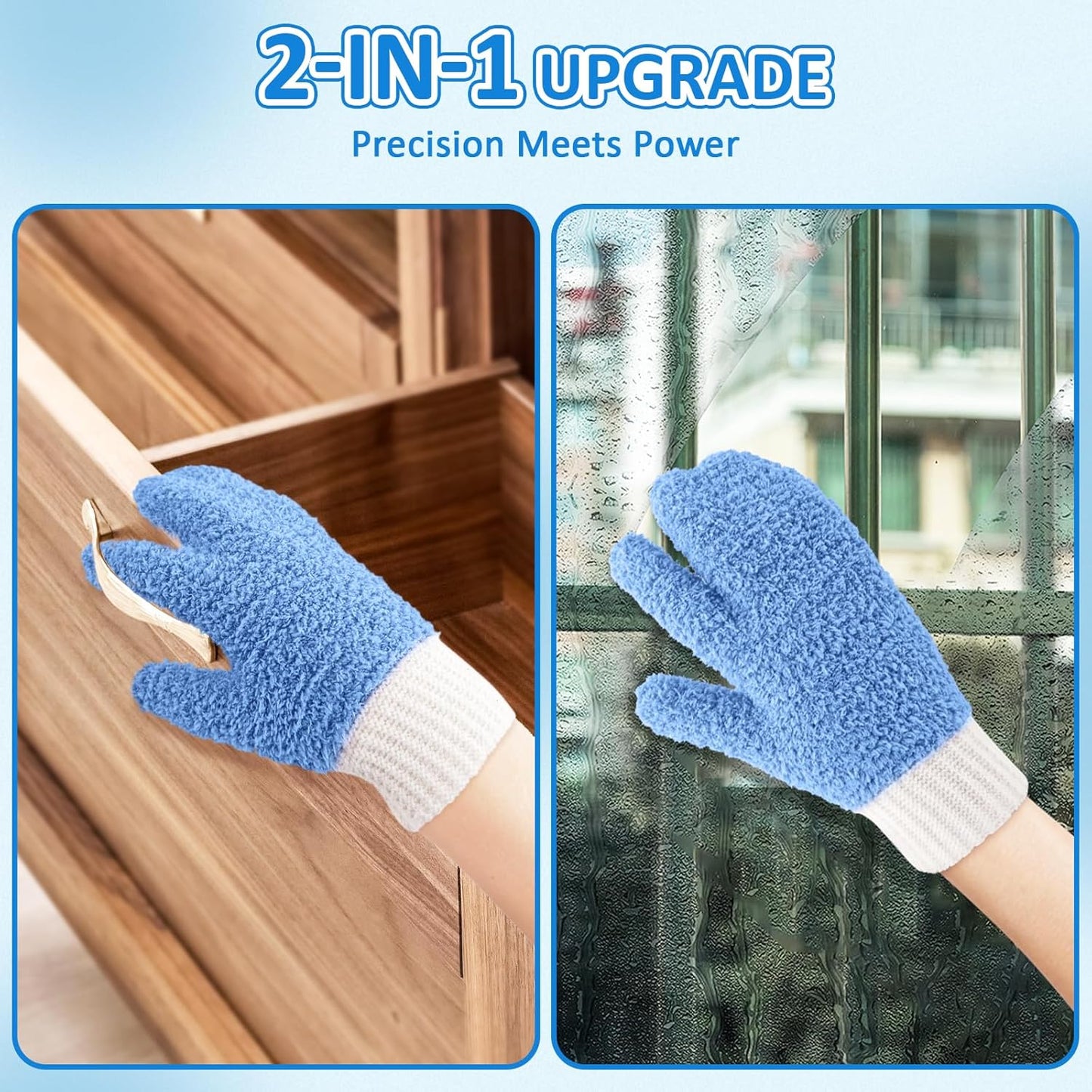 MIG4U Microfiber Dusting Gloves House Cleaning Glove for Blinds, Windows, Shutters, Furniture, and Car, Reusable Lint-Free Pink 1 Pair S/M