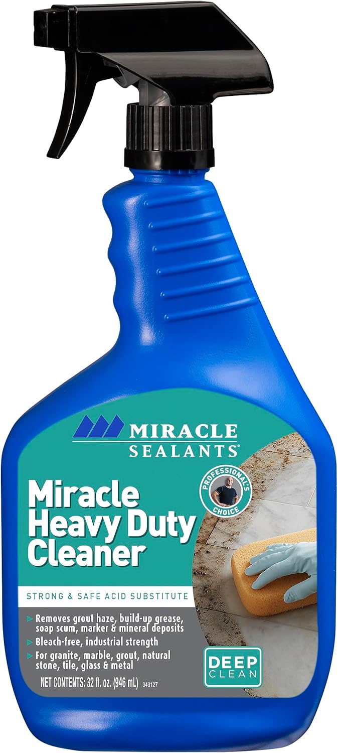 Miracle Sealants Miracle Heavy Duty Non-Acidic Cleaner, Tile & Stone Cleaner & Grout Haze Remover, Quart