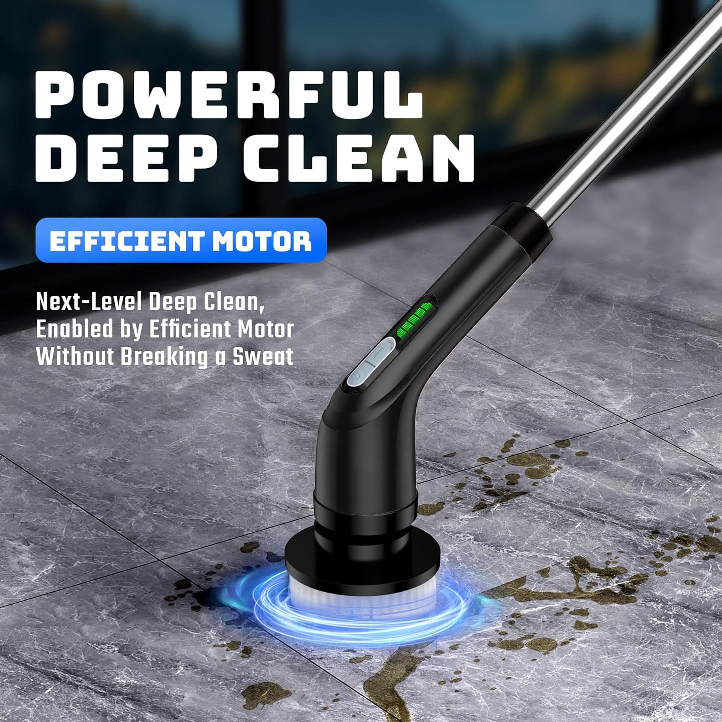 Electric Spin Scrubber for Bathroom: Shower Scrubber with Long Handle, Dual Speed Cordless Power Cleaning Scrub, 7 Brush Heads, IPX7 Waterproof Heavy Duty Cleaner Tools for Tub Tile Grout Wall