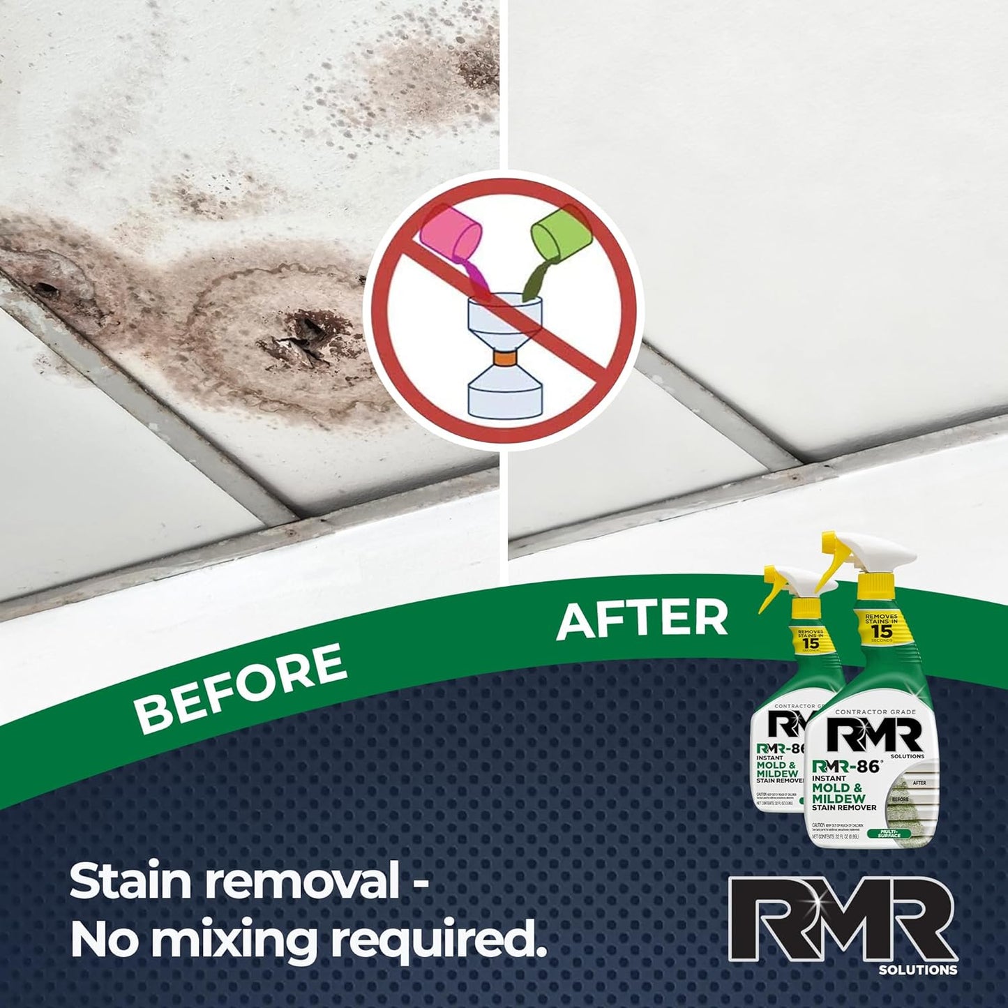RMR-86 Instant Mold and Mildew Stain Remover Spray - Scrub Free Formula, 32 Fl Oz