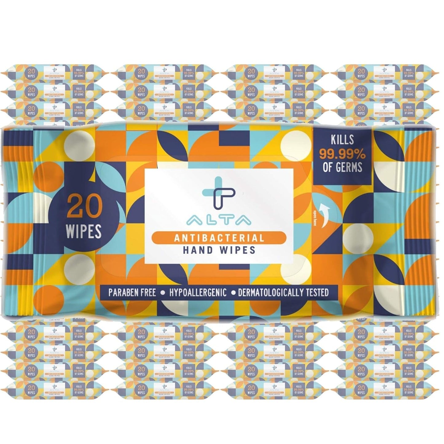 ALTA + Alcohol Free Hand Sanitizing Wipes, Travel Size, 20 Wipes, 6 Packs, Total 120 Pieces