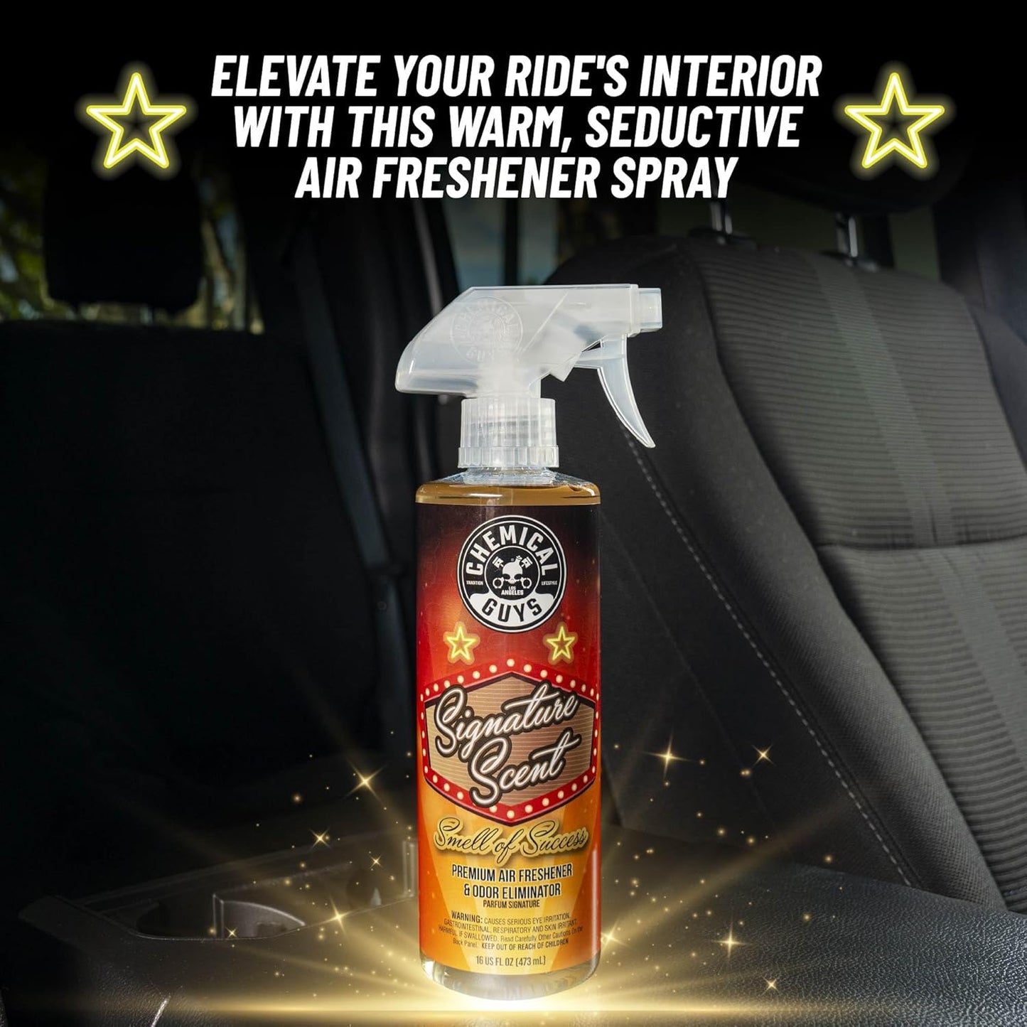 Chemical Guys Black Frost Air Premium Car Air Freshener Spray & Odor Eliminator - Crisp Masculine Scent Spray for Trucks, SUVs, RVs, and Motorcycles - Use in Home, Office, or Garage, 16 oz Bottle