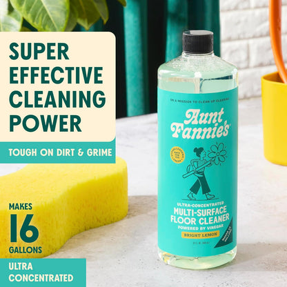 Aunt Fannie's Ultra Concentrated Floor Cleaner Vinegar Wash, Multi-Surface Solution For Mopping, Makes 16 Gallons, Eucalyptus Scent, 32 oz. (Pack of 1)