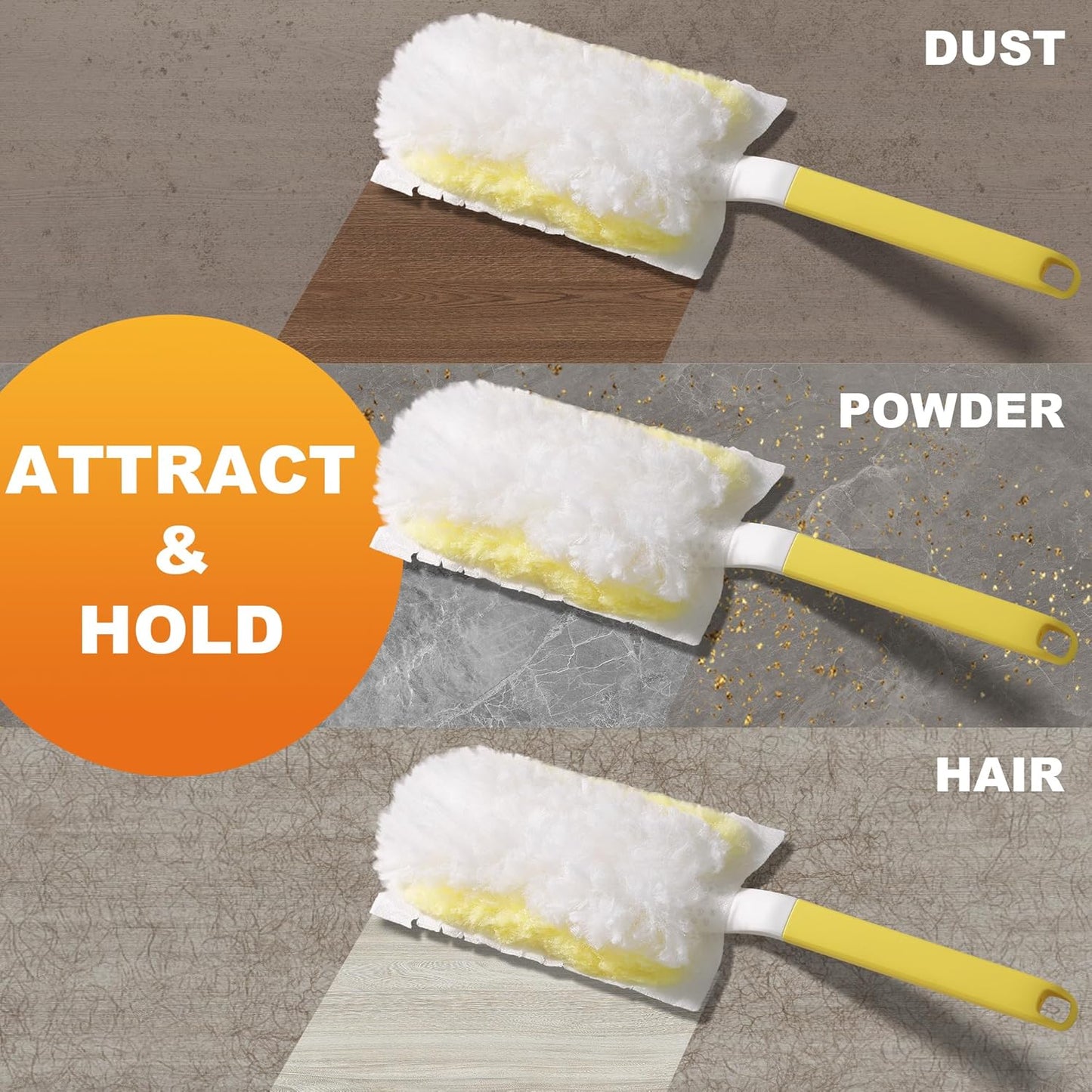 JOYMOOP Scented Telescopic Duster kit, 3FT Extendable Handle (Yellow) + 24 Yellow Refills for Swiffer Feather Duster,Easy Cleaning for Ceilings, Ceiling Fans, Blinds, Vents & Shelves