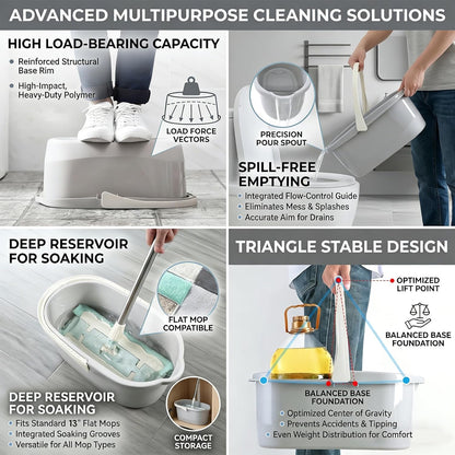 Haundry 4.5 Gallon Cleaning Bucket, Good Grips Household Mop Bucket for Cleaning Supplies, Cleaning Caddy Organizer Basket with Handle, 17.1L, White