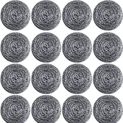 16 PCS Stainless Steel Sponges Scrubbers Cleaning Ball Utensil Scrubber Density Metal Scrubber Scouring Pads Ball for Pot Pan Dish Wash Cleaning for Removing Rust Dirty Cookware Cleaner (16 Packs)