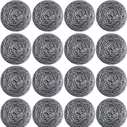 16 PCS Stainless Steel Sponges Scrubbers Cleaning Ball Utensil Scrubber Density Metal Scrubber Scouring Pads Ball for Pot Pan Dish Wash Cleaning for Removing Rust Dirty Cookware Cleaner (16 Packs)