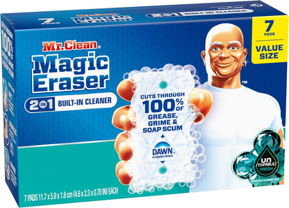 Mr. Clean Magic Eraser Foaming Sponge, All Purpose Cleaner, Dawn Cleaning Power, Wall, Sneaker, Oven Cleaner, Kitchen, Bathroom, Shower Cleaning Supplies, Scrubber, Ultra Foamy, 5ct