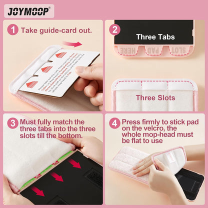 JOYMOOP 17.7-Inch Microfiber Flat Mop Replacement Pads – Washable Reusable Grey & Stripe, Pack of 4 Heavy-Duty Wet & Dry Refill for JOYMOOP Flat Mop & Bucket System