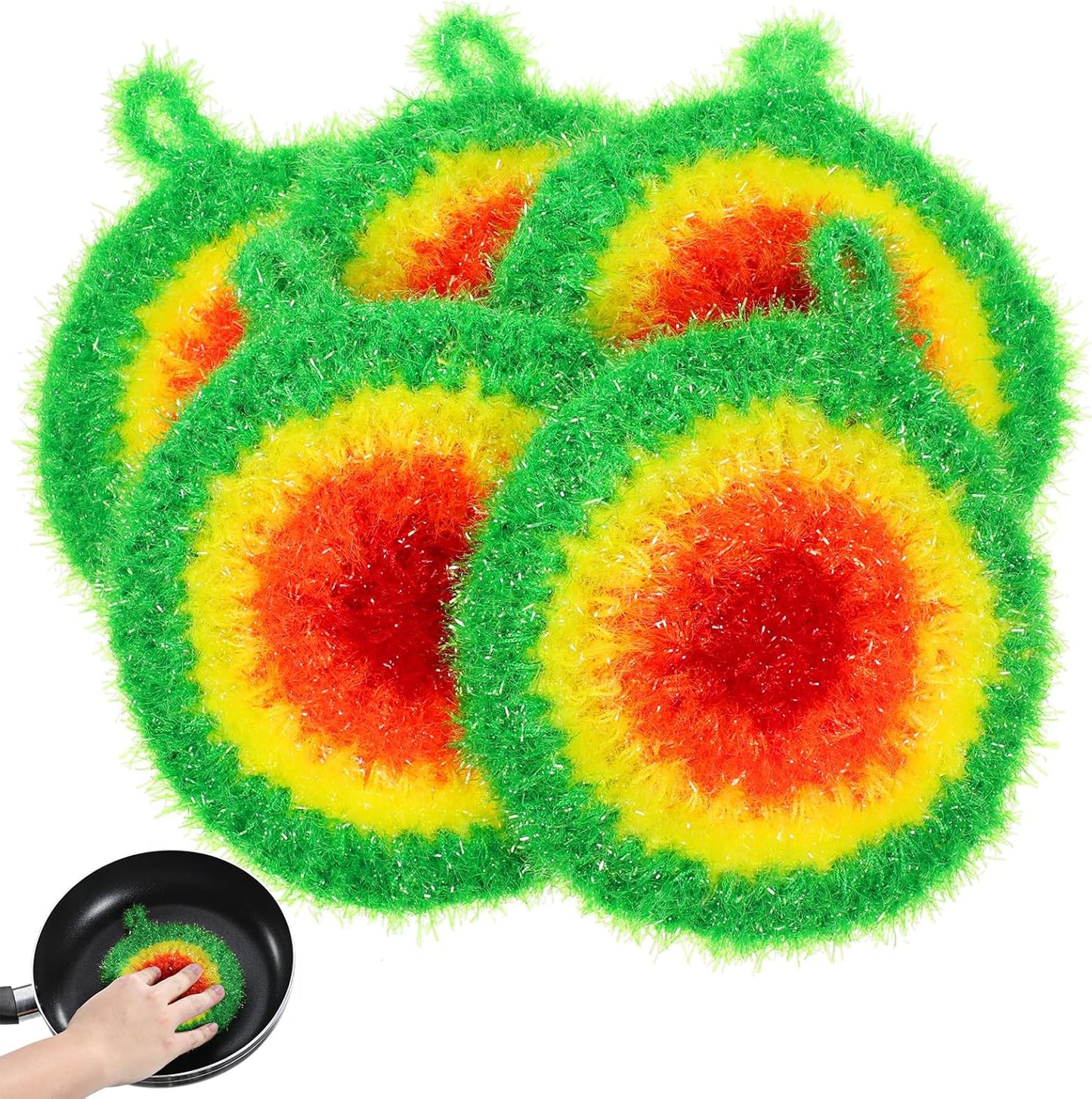 Toyvian Round Dish Cleaning Scrubber, 5Pcs Non-Scratch Polyester Dish Cloths for Washing Dishes Reusable Mesh Scrubbers with Hanging Loop Quick Drying Kitchen Scouring Pads for Pot Pan Sink