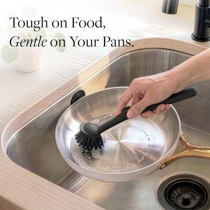 Earth & Mango Magnetic Dish Brush & Scraper, Snaps to Sink, Non-Scratch, Dishwasher Safe, Dish Scrubber – Onyx Black