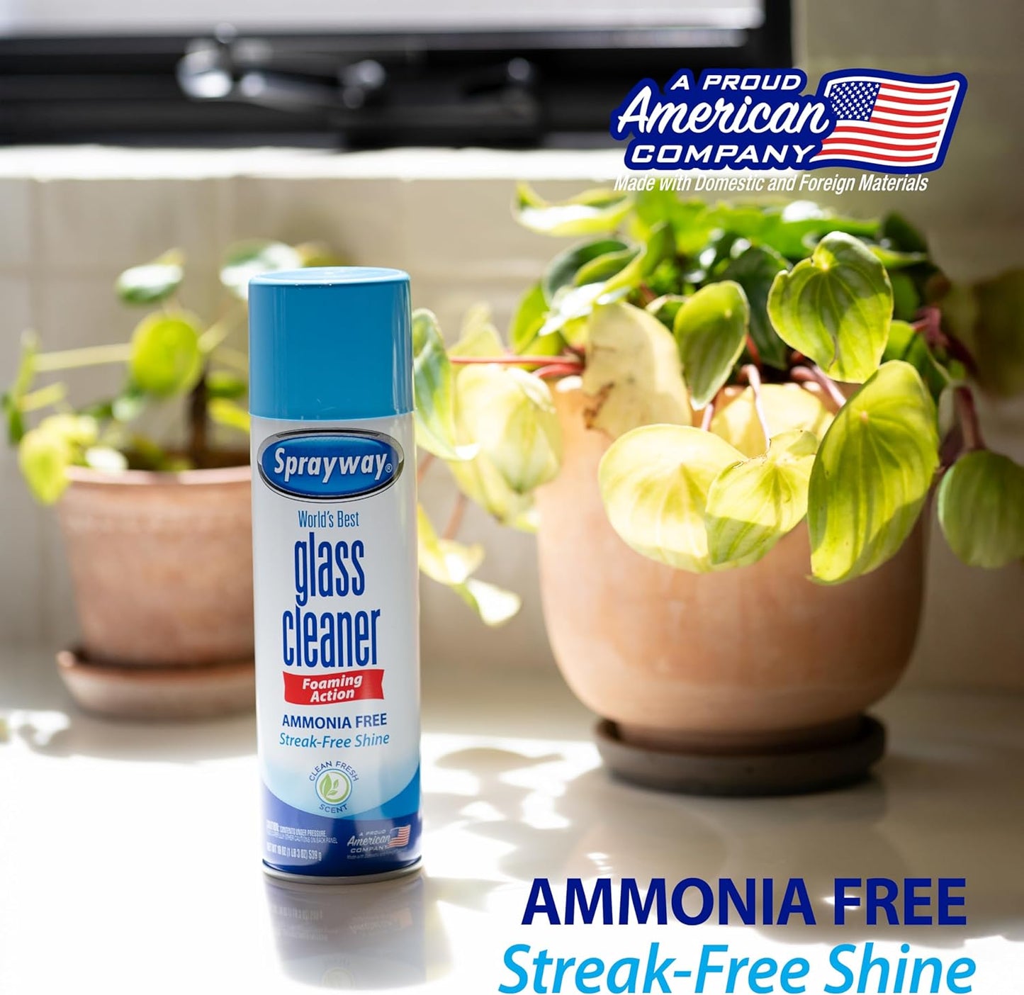 Sprayway Glass Cleaner Foaming Aerosol Spray, 19oz, Pack of 2 | Ammonia-Free, Streakless, Fast-Acting | Cleans & Polishes Glass Surfaces | Fresh Scent, Removes Fingerprints, Dust, Dirt, Smoke Film