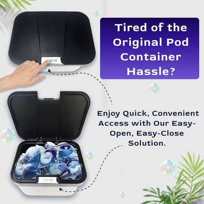 Skywin TidyFriend Laundry Pods Container with Lift Up Lid, 12.4" x 6.5" x 8.7", Airtight Storage Keeps Pods Fresh, Laundry Detergent Container & Dishwasher Pod Holder (Grey)