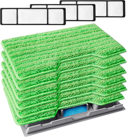 KEEPOW Reusable Mop Replacement Pads Compatible with Shark Vac Mop VM252 VM200 VC205 VM250 VM180 VM401 QM250 VM190, Washable Vacuum Mop Pad Refills, Upgraded Design of Dirt Chamber (1+3+6 Pads)