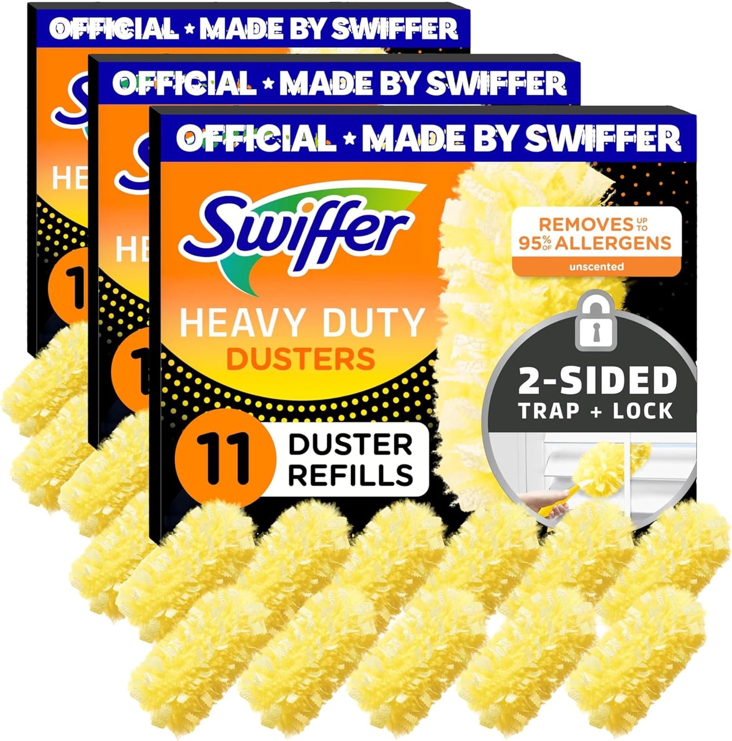 Swiffer Dusters Heavy Duty Multi-Surface Duster Refills for Cleaning, Unscented, 11 Count