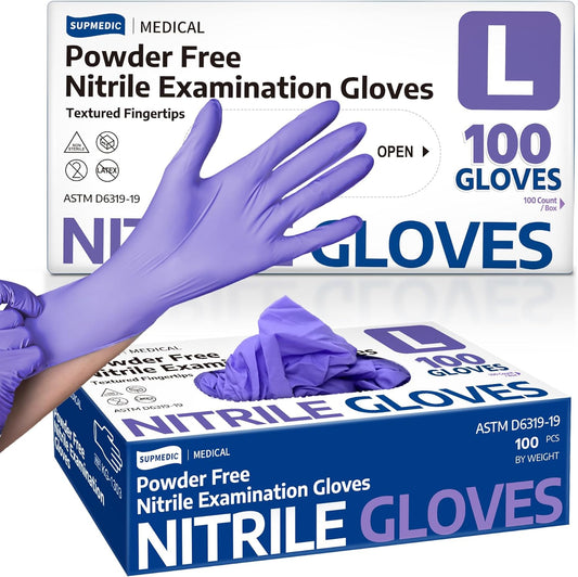 Supmedic Medical Soft Max™ Nitrile Disposable Gloves, 100 Ct Latex-Free Powder-Free Food Safe Cooking Cleaning Lab Exam Glove