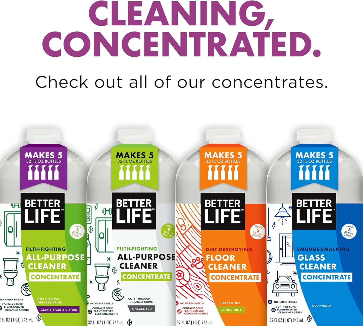 Better Life Floor Cleaner - Liquid Multipurpose Cleaner for Wood, Tile, Laminate, Vinyl, Bamboo - Hardwood Floor Cleaner for Mopping - Citrus Mint, 32 Fl Oz (Pack of 2)