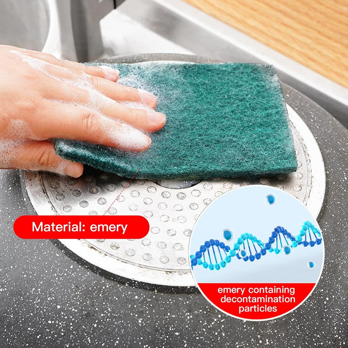 Heavy Duty Scour Pads Sponge Dish Scrubber Non-Scratch Green Reusable Household Scrub Pads for Kitchen and Dish Cleaning Tool (12Pcs)