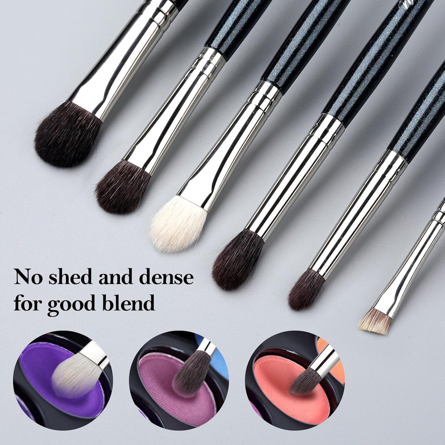 Eye Makeup Brush Set, 6 Pcs Professional Blending Eyeshadow Makeup Brushes for Concealer Eyebrows Eyeliner, Soft Hairs & Wood Handle