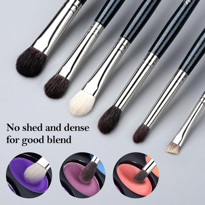 Eye Makeup Brush Set, 6 Pcs Professional Blending Eyeshadow Makeup Brushes for Concealer Eyebrows Eyeliner, Soft Hairs & Wood Handle