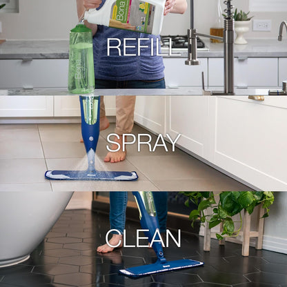 Bona Multi-Surface Floor Cleaner Spray - 32 fl oz - Lemon Mint Scent - Refillable - Residue-Free Floor Cleaning Solution for Stone, Tile, Laminate, and Vinyl Floors
