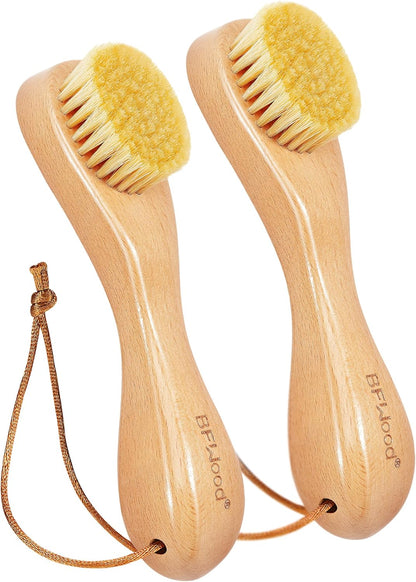 BFWood Laundry Stain Brush, Natural Soft Boar Bristles, Removes Tough Stains from Delicate Fabrics Like Knits, Cotton, and Linens, Gentle on Fabrics, No Damage