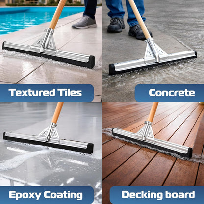 DSV Standard Heavy-Duty Floor Squeegee 22’’, Double Foam Rubber Blade Garage Squeegee, Taper Pole Connection - Handle Sold Separately for Tiles, Concrete and Asphalt