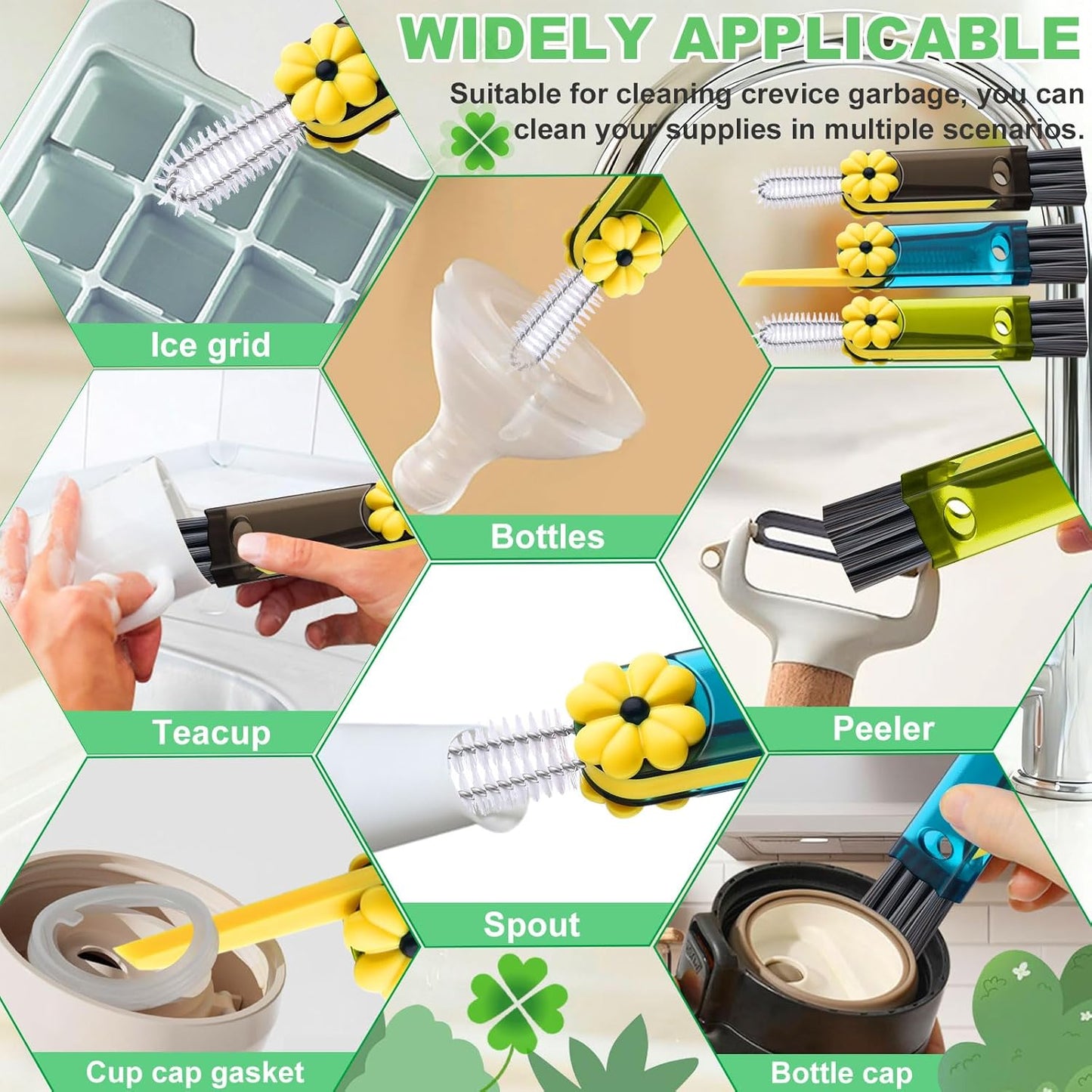 3 in 1 Cup Lid Cleaning Brush, Multifunctional Gap Cleaning Brush, Home Kitchen Crevice Brush, Portable Bottle Cleaner Brush for Cleaning Tight Spaces, Bottle Gaps, Travel Mug Caps(3 PCS)