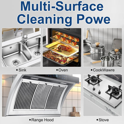 Heavy-Duty Kitchen Degreaser Spray, Multi-Purpose Foam Cleaner for Stovetops, Pans, Countertops & Appliances, Powerful on Grease and Oil Stains, No-Rinse Formula, 350ml/12oz, Lemon Scent（2 Pack）