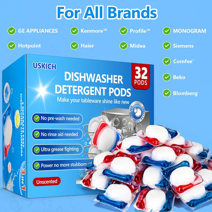 200 Count Dishwasher Pods, No Pre-Rinse Dishwasher Detergent Soap On Stain and Grease, Leaving a Virtually Spotless Shine,Dishwasher Detergent for Deep Cleaning