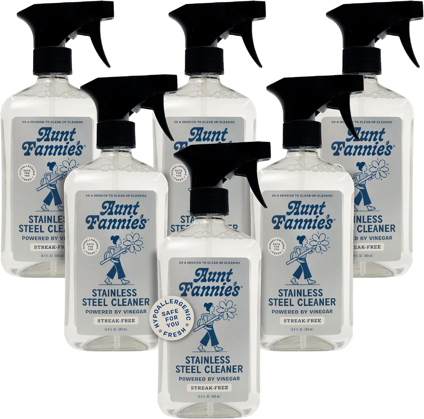 Aunt Fannie's Stainless Steel Spray Cleaner, Powered by Vinegar, Fingerprint and Residue Remover for Refrigerator, Dishwasher, Oven, Grill, Sink, Stovetop, and Other Appliances, Pack of 1