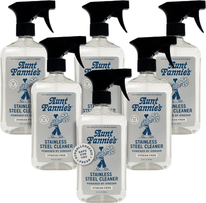 Aunt Fannie's Stainless Steel Spray Cleaner, Powered by Vinegar, Fingerprint and Residue Remover for Refrigerator, Dishwasher, Oven, Grill, Sink, Stovetop, and Other Appliances, Pack of 1
