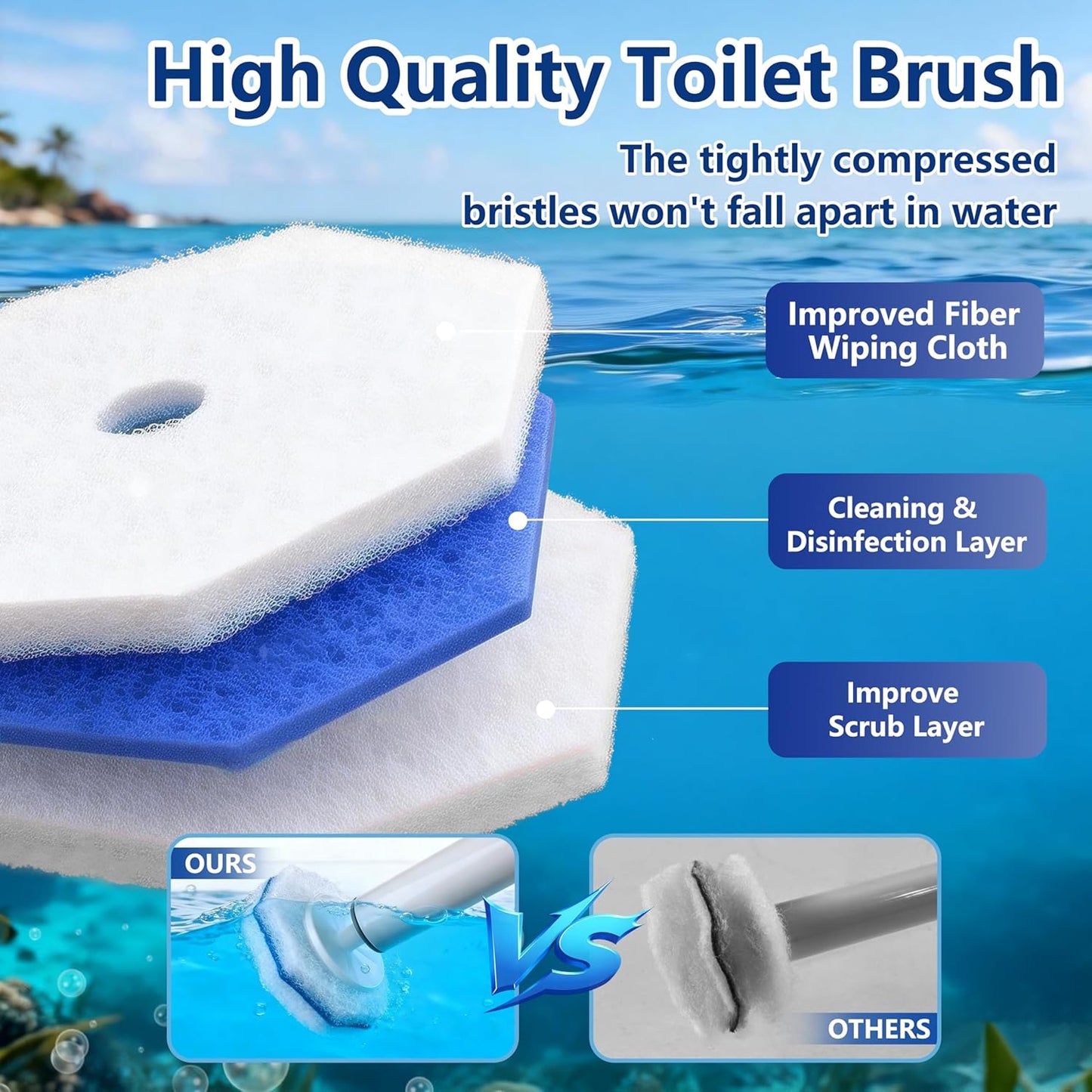 80 Toilet Wand Refills for Clorox Toilet Wand, Disposable Toilet Brush Head with Rich Foaming, Extra Thick Triple-layer Refills, Strong Cleaning & Scrubbing Power, Won't Fall Off or Fall Apart