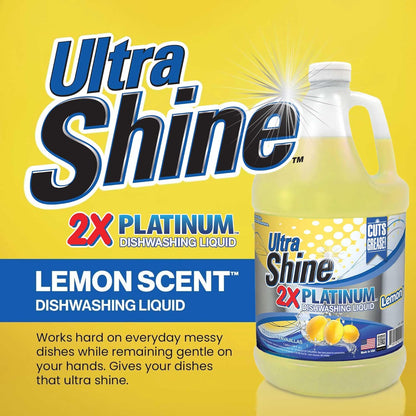 Ultra Shine 3X Platinum Bulk Dishwashing Liquid, Powerful Grease Remover, 5-Gallon - Concentrated Dish Cleaner Soap for Commercial Kitchens, Restaurants & Home Cleaning, Gentle on Hands & Skin