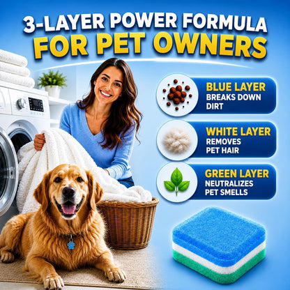 Washing Machine Cleaner Tablets for Pet Owners Pro – Front & Top Load HE Washers – Removes Pet Hair Buildup Eliminates Odors & Residue – 28 Tablets 1-Year Supply – Septic Safe Deep Clean