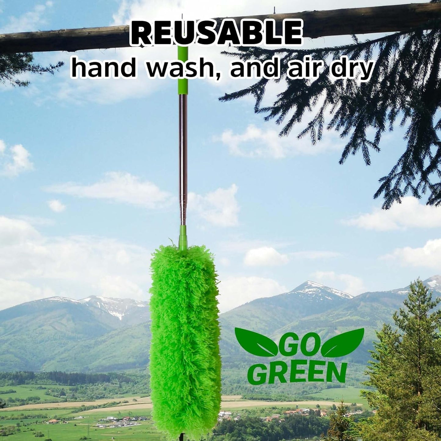 Cobweb Duster with Extension Pole, Bafezoze Ceiling Fan Duster with Long Handle, Spider Web Brush Flat Duster for Under Appliances High Ceilings Outdoor