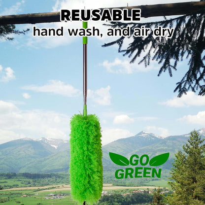 Cobweb Duster with Extension Pole, Bafezoze Ceiling Fan Duster with Long Handle, Spider Web Brush Flat Duster for Under Appliances High Ceilings Outdoor