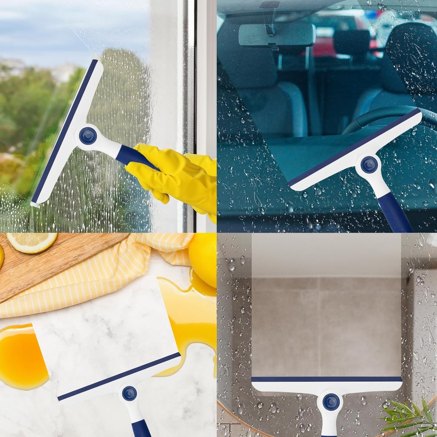 Window Squeegee for Glass Doors，All-Purpose 9.7” Window Cleaning Squeegee, Handheld for Windows, Car Windshields & More，Grey (9.5" Window Squeegee)