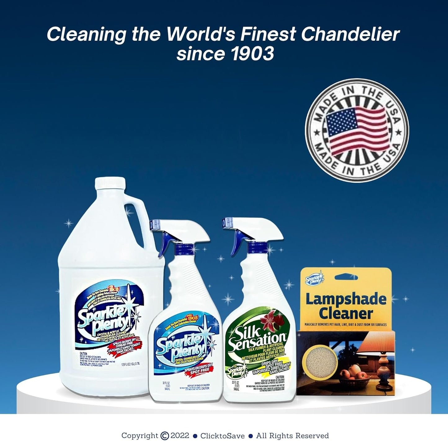 Sparkle Plenty Chandelier Cleaner Drip Dry Spray No Wipe - Dust Remover & Streak Free Glass Cleaner Spray for Chandeliers Crystals & Window Screen Surface - All Purpose Cleaning Supplies (32 oz)